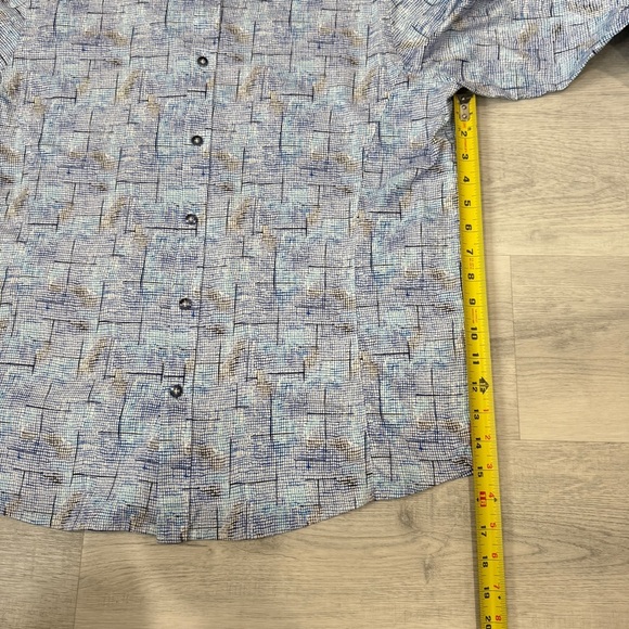 Jermyn & Bond Modern Fit Blue Geometric Cotton Button-Down Shirt Size L - Picture 10 of 16